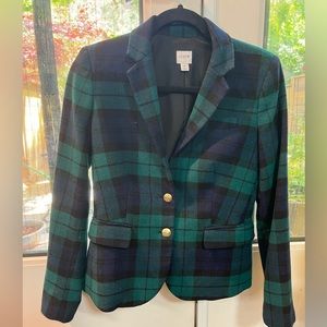 BLACK WATCH PLAID WOOL-BLEND SCHOOLBOY BLAZER